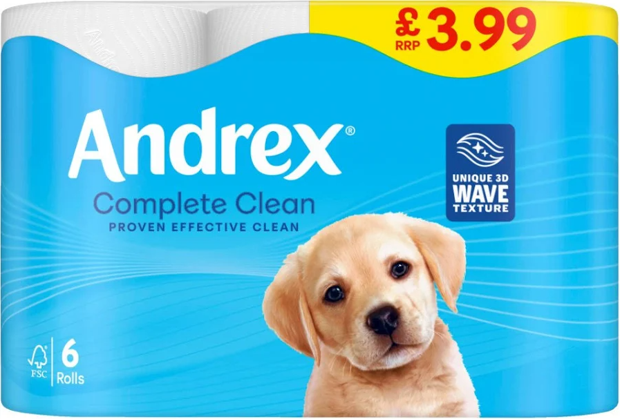 Andrex Classic Clean Toilet Roll – 4 Packs of 6 Rolls (24 Rolls Total)