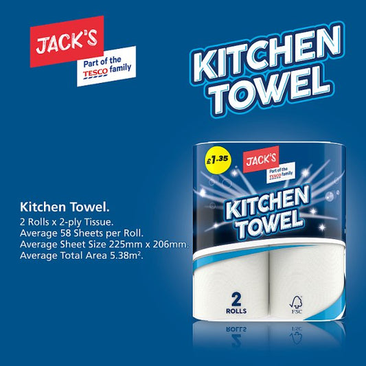 Jack's 2 Kitchen Towel Rolls 2 × 8 Rolls