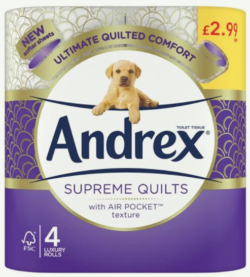 Andrex Quilts Toilet Roll – 4 Packs of 6 Rolls (24 Rolls Total)
