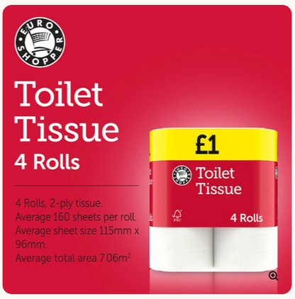 Euro Shopper Toilet Tissue – 4 Rolls × 12 Packs (48 Rolls)