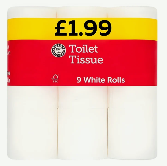 Euro Shopper Toilet Tissue Paper – 5 Packs of 9 Rolls (45 Rolls Total)