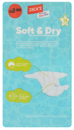 Jack's Soft & Dry Nappies Size 5 – 14 × 3 Packs (42 Nappies)