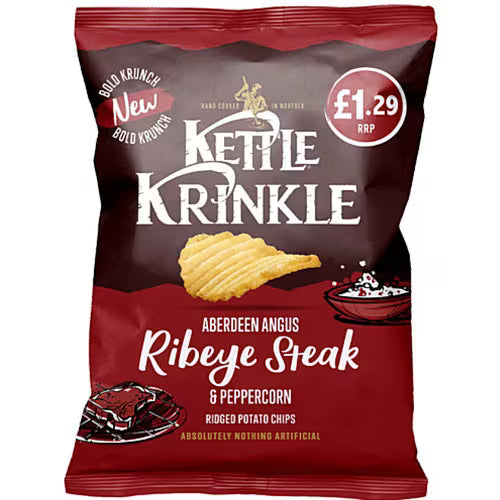 Kettle Krinkle Ribeye Steak Crisps 12 × 80g
