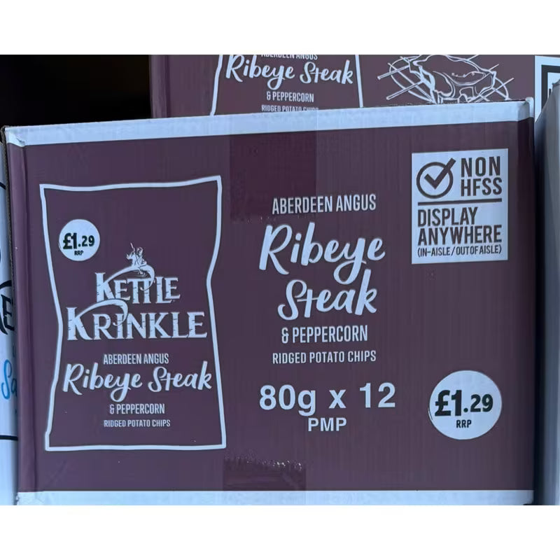 Kettle Krinkle Ribeye Steak Crisps 12 × 80g